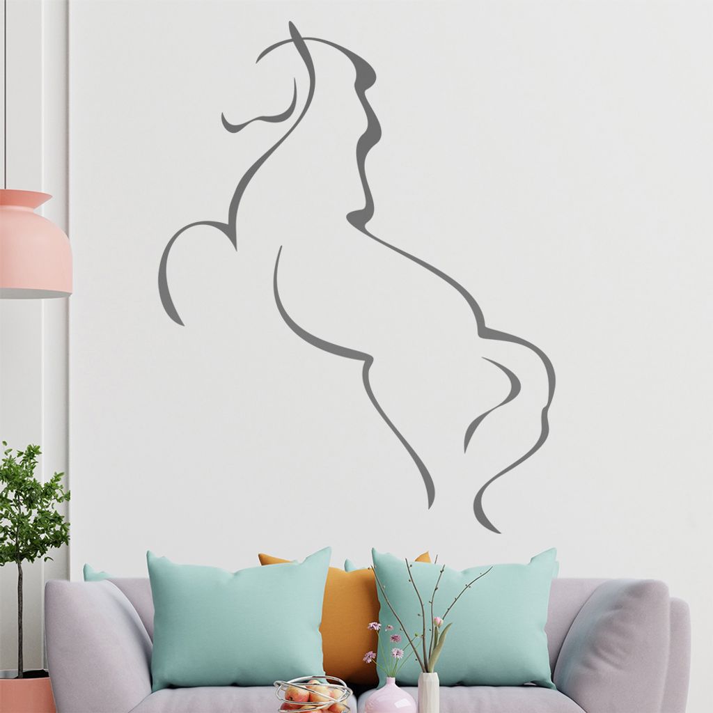 Pferd Linien Wandtattoo in 6 Größen - Wandaufkleber Wall Sticker - Dekoration, Küche, Wohnzimmer, Schlafzimmer, Badezimmer