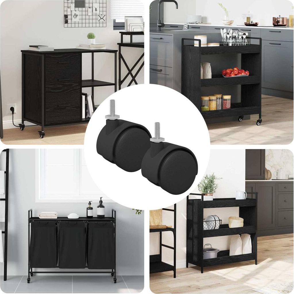 "2026 Aktion"Rollen 2 pcs Schwarz 40,1x37,8 mm PP und Eisen DE362905 - Möbel