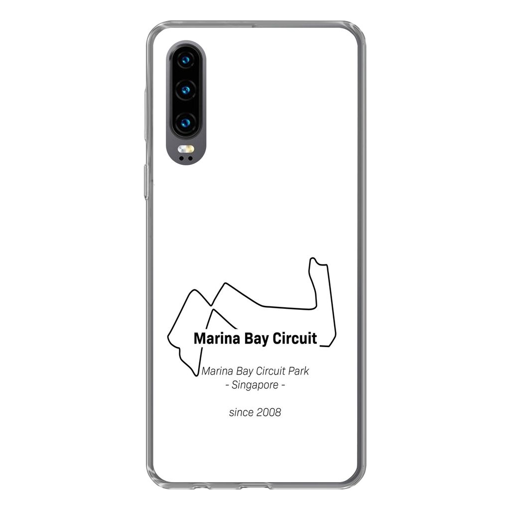 MuchoWow Handyhülle Schutzhülle Hülle für Huawei P30 Formel 1 - Singapur - Rennstrecke Silikon Softcase Handy Hülle - Kartenbesitzer