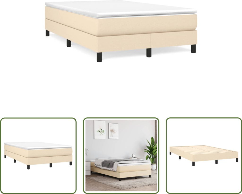 The Living Store Boxspringbett mit Matratze Creme 120x190 cm Stoff