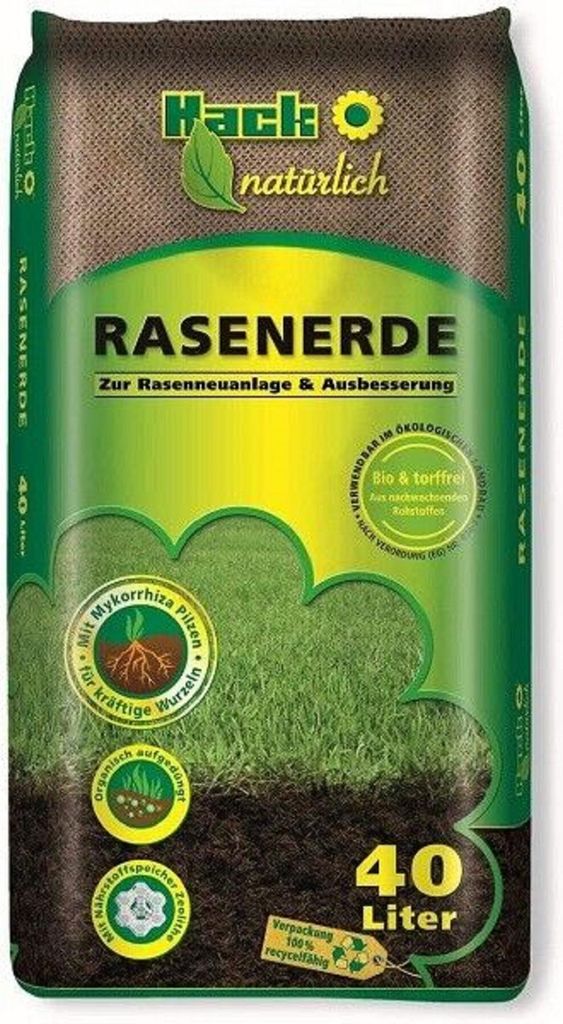 HACK Rasenerde 40 Liter torffrei mit Mykorrhiza und Produktbild 