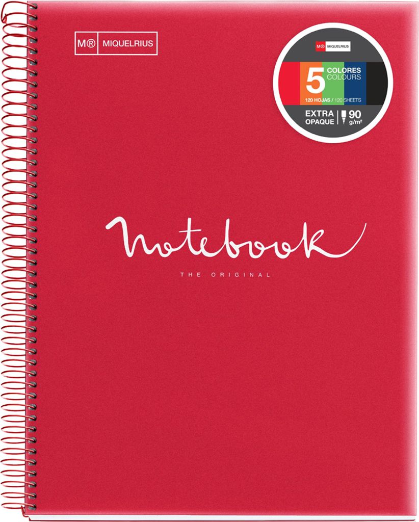 MIQUELRIUS Collegeblock "Notebook EMOTIONS" DIN A5 rot kariert 120 Blatt