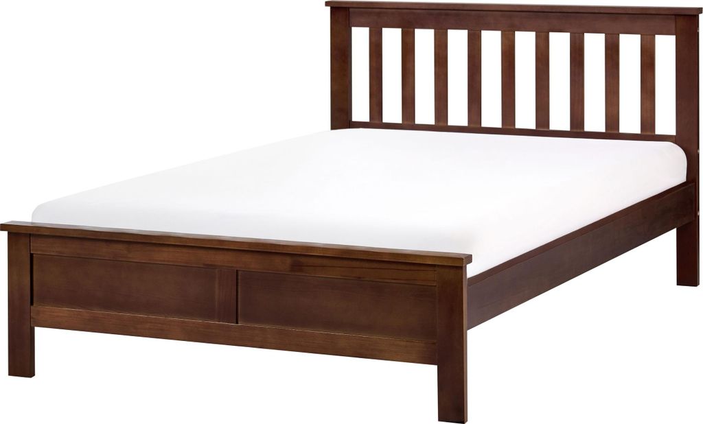 BELIANI Bett Dunkelbraun Kiefernholz mit Lattenrost 120 x 200 cm Hohes Kopfteil Doppelbett Klassisch Skandinavisch Schlafzimmer Ausstattung Möbel