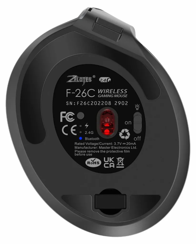 Souris sans fil rechargeable ZELOTES F-26C Bluetooth 2.4 GHz - Grise