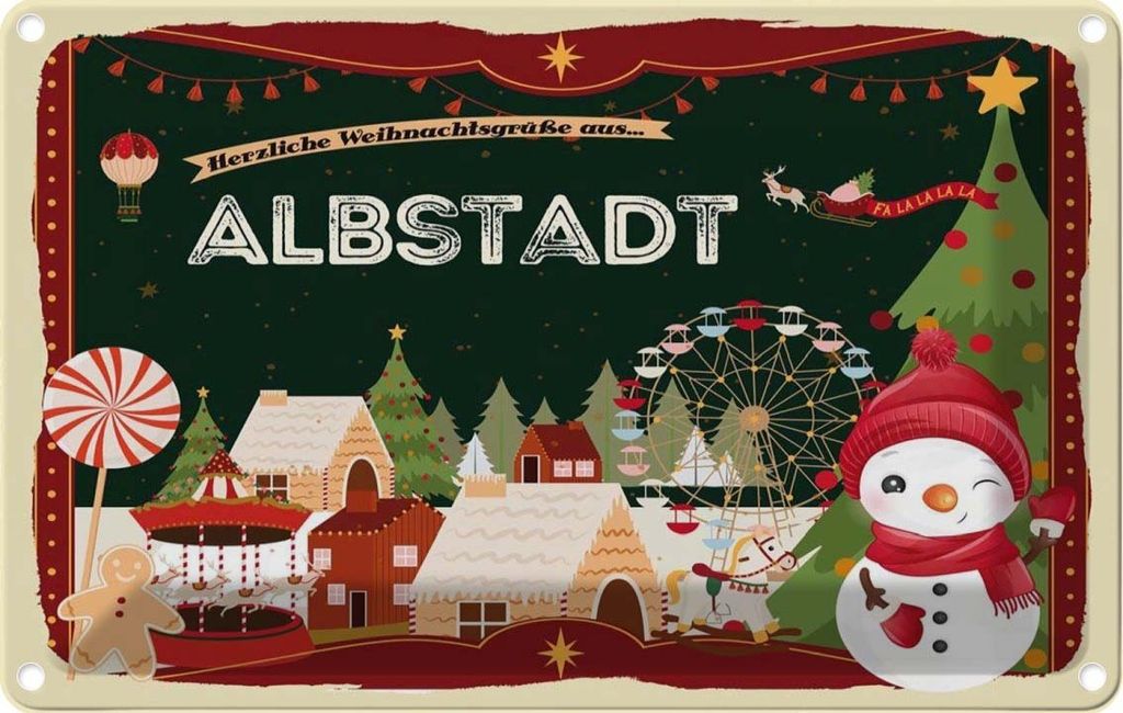 vianmo Blechschild 12x18 cm Weihnachten ALBSTADT
