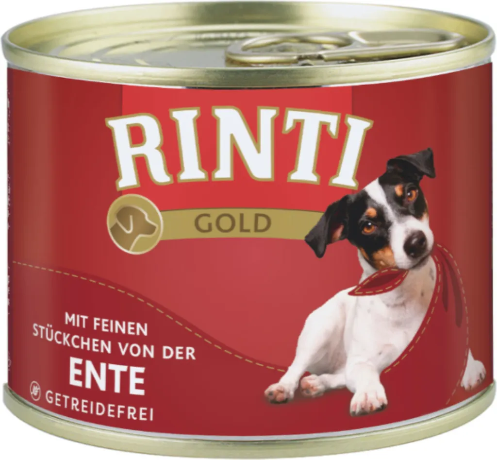 Rinti 185gx12 Coeurs de Canard Or - Pâtée pour Chien Riche en Viande