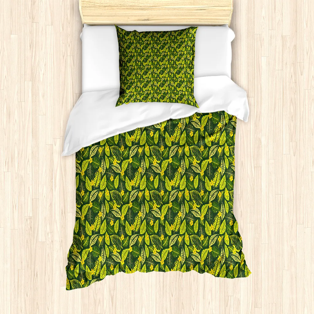 Set Letto ABAKUHAUS Giungla Hawaiana Verde Bosco - Morbidezza Unica