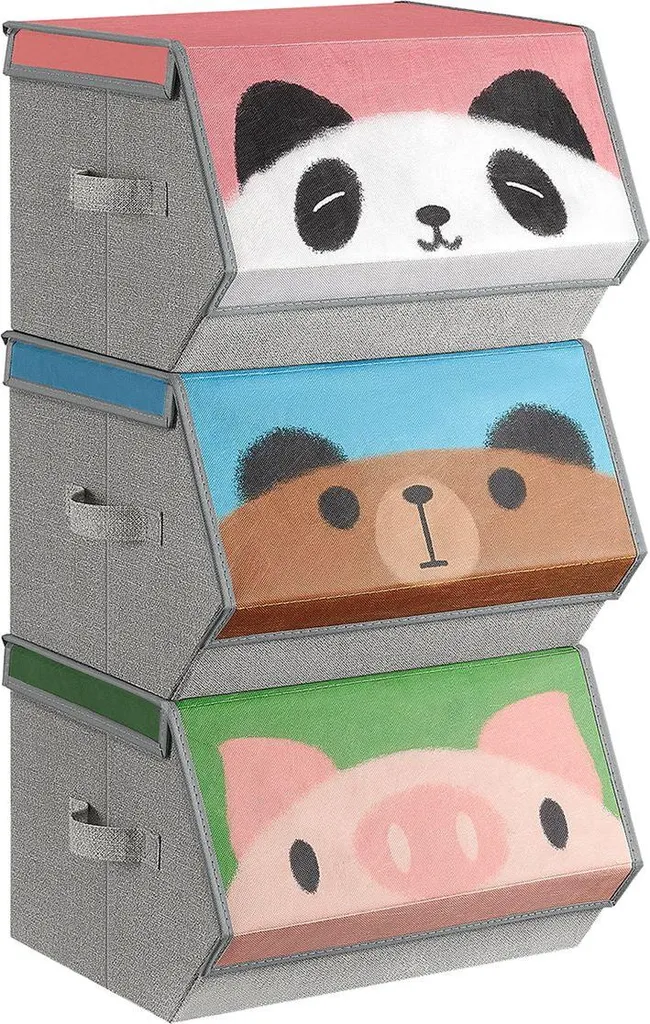 Panier de rangement jouets lot de 3 motifs animaux pour salle de jeux