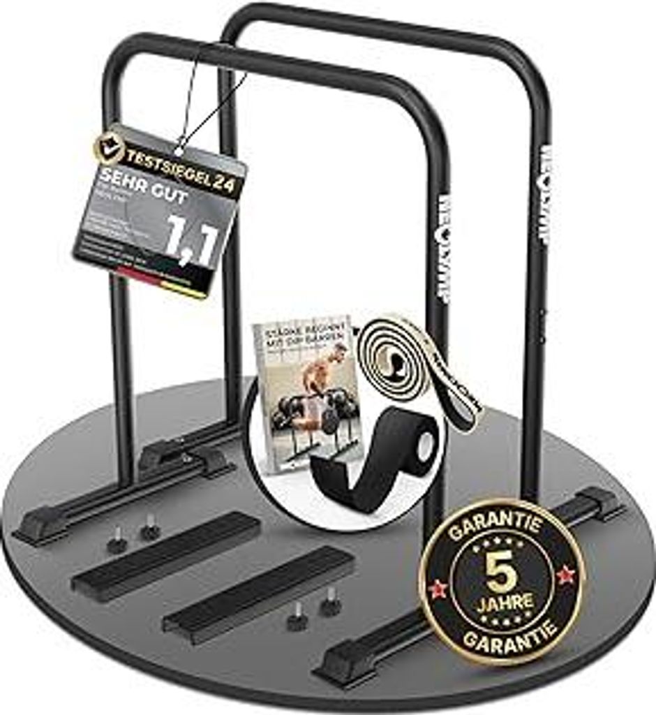 NEOLYMP Dip Barren Calisthenics Equipment – 400?kg belastbare Dip Station mit E-Book - verstellbare Breite – 90?cm Höhe mit rutschfesten Füß...