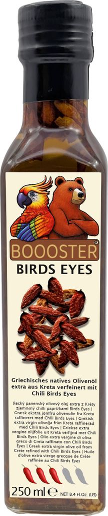 APSU Würz-Öl 250ml von BOOOSTER Extra Natives Olivenöl mit Bird’s Eye Chilis Premium-Dressing-Öl aus Griechenland Kreta für Feinschmecker-...