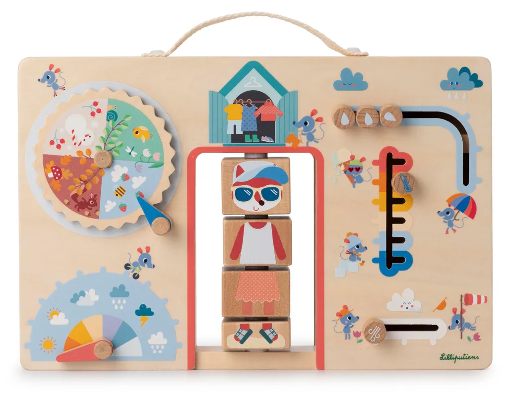 Lilliputiens Alice Valise météo en bois - Jouet éducatif pour enfants