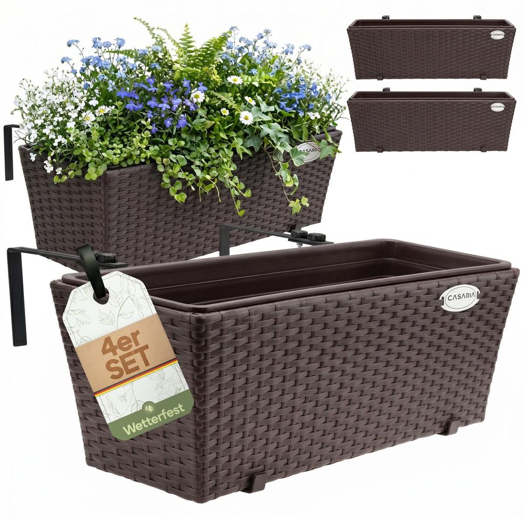 CASARIA® Blumenkasten 4er Set 11 Liter Montagehalterung Produktbild 