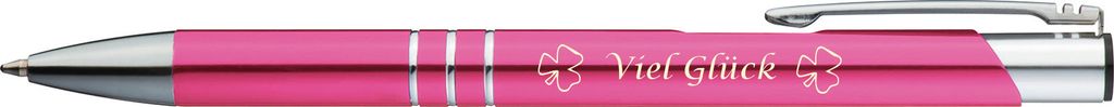 10 Kugelschreiber mit Gravur "Viel Glück" / aus Metall / Farbe: pink