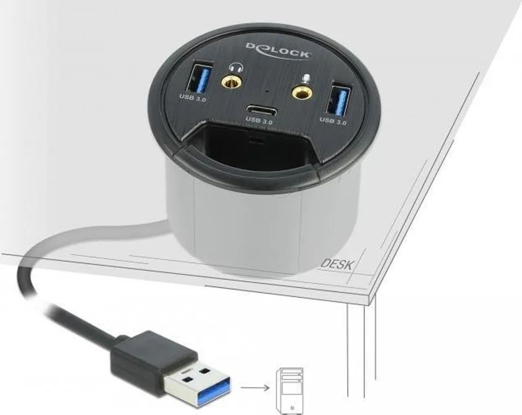Delock 62794 DELOCK USB-HUB 3Port 1x Typ-C / 2x Typ-A + HD-Audio Ports - 4