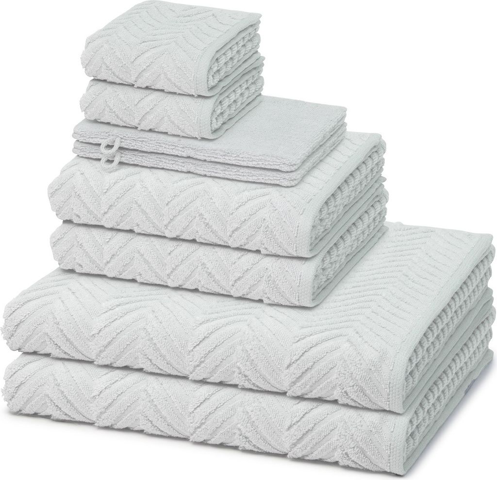 Ross Sensual Skin 2 X Wasch- 2 X Gäste- 2 X Dusch- 2 X Handtuch im Set Walkfrottee aus Baumwolle 500 g/m², Elegantes Design, Zopfmuster mit geweb...