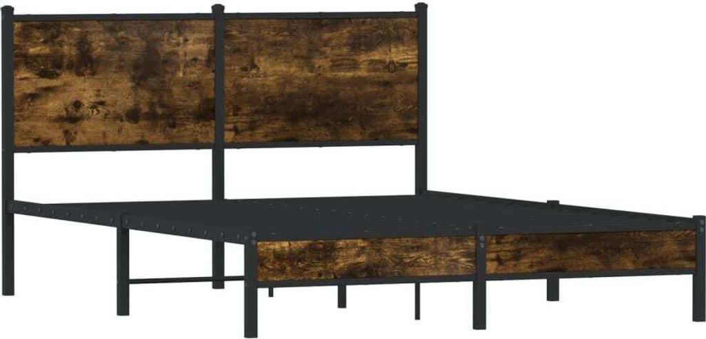 vidaXL Metallbett ohne Matratze Räuchereiche 137x190 cm
