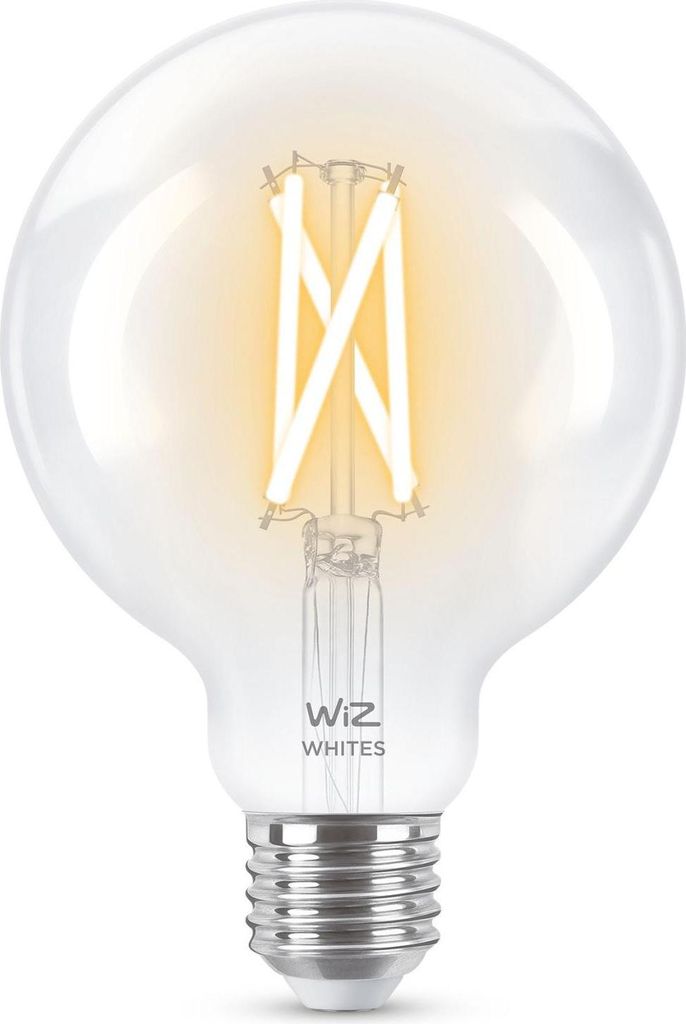 WiZ Filament-Lampe Globe, transparent, 60 W G95 E27, Intelligentes Leuchtmittel, Wi-Fi/Bluetooth, Transparent, Wi-Fi 4 (802.11n), 802.11b, 802.11g,...
