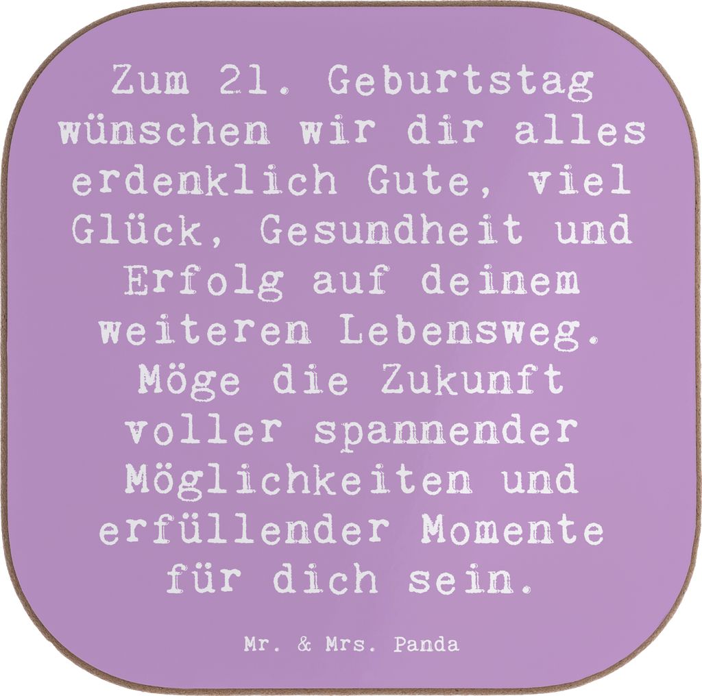 Mr. & Mrs. Panda Untersetzer für Gläser Spruch 21. Geburtstag - Lavendeltraum - Geschenk, Tischuntersetzer, Einzigartig, Happy Birthday, Schmucks...