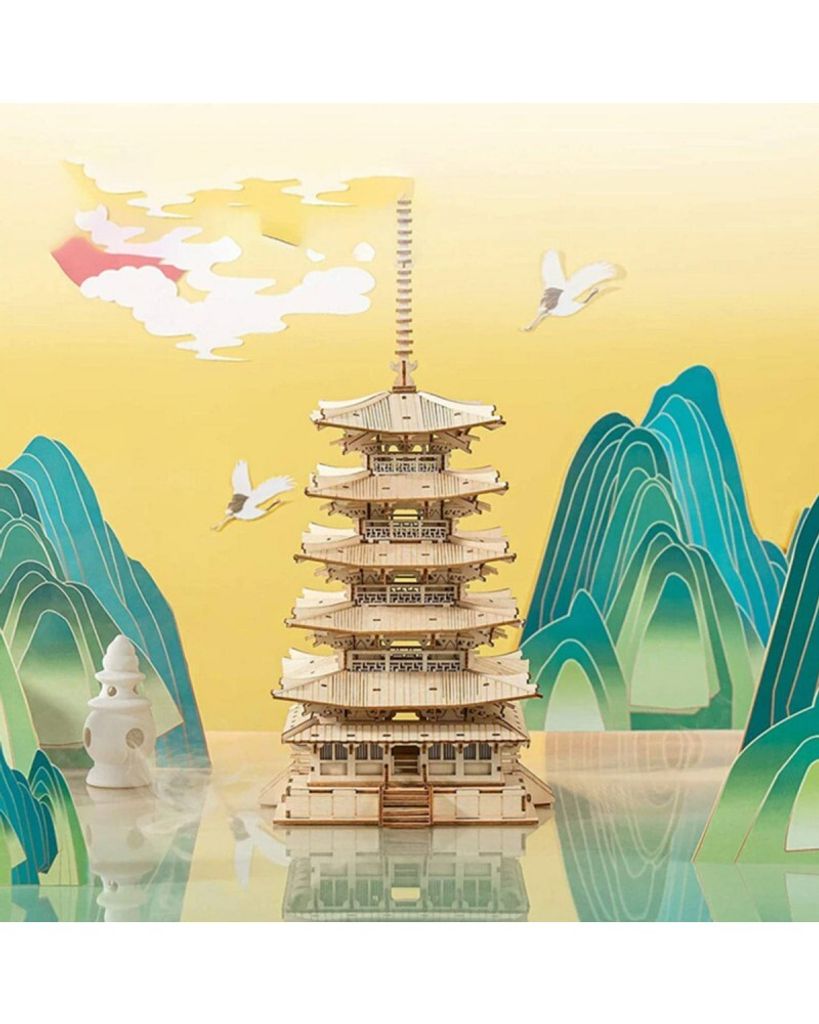 ROBOTIME Rolife 3D drevené puzzle Päťposchodová pagoda 275 Obrázok produktu 5