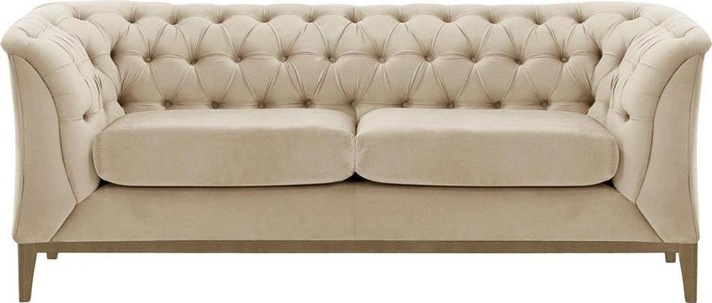 Zweisitzer-Sofa Chesterfield Modern Wood aus medizinischem Schaumstoff-Velluto 2-wax black