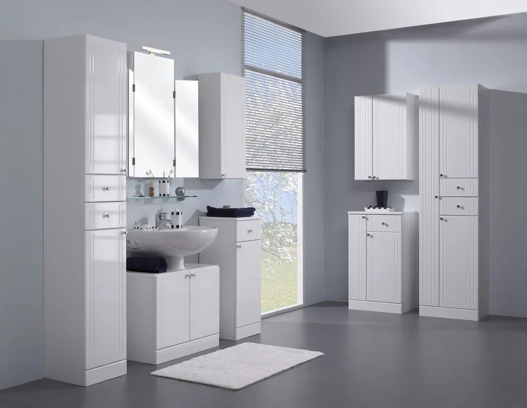 Grand miroir mural de salle de bain blanc laqué Quickset 72x80 cm