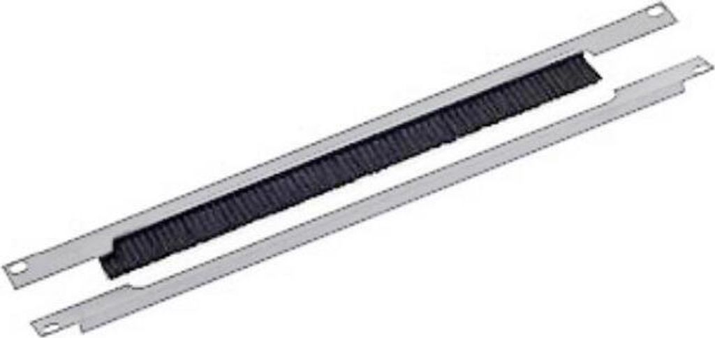 19" Kabeldurchführungsplatte 1HE, Bürste, horizontal geteilt