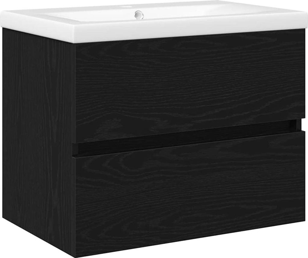 vidaXL Waschbeckenschrank Schwarz Eichen-Optik 60 x 39 x 62 cm