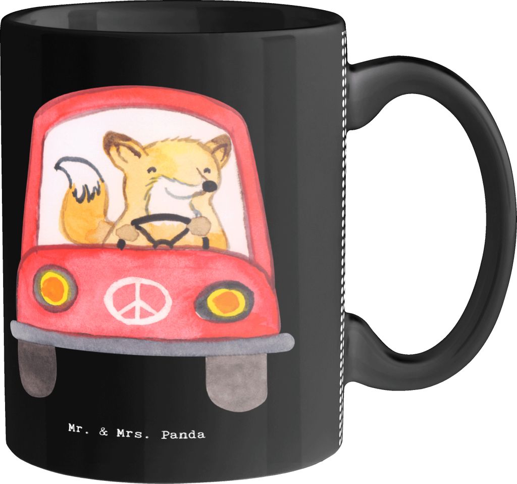 Mr. & Mrs. Panda Geschenktasse Fahrlehrer Herz - Schwarz - Geschenk, Roadtrip, Autourlaub, Becher, Führerscheinprüfung, Fahrschule, Autofahrt, ca...