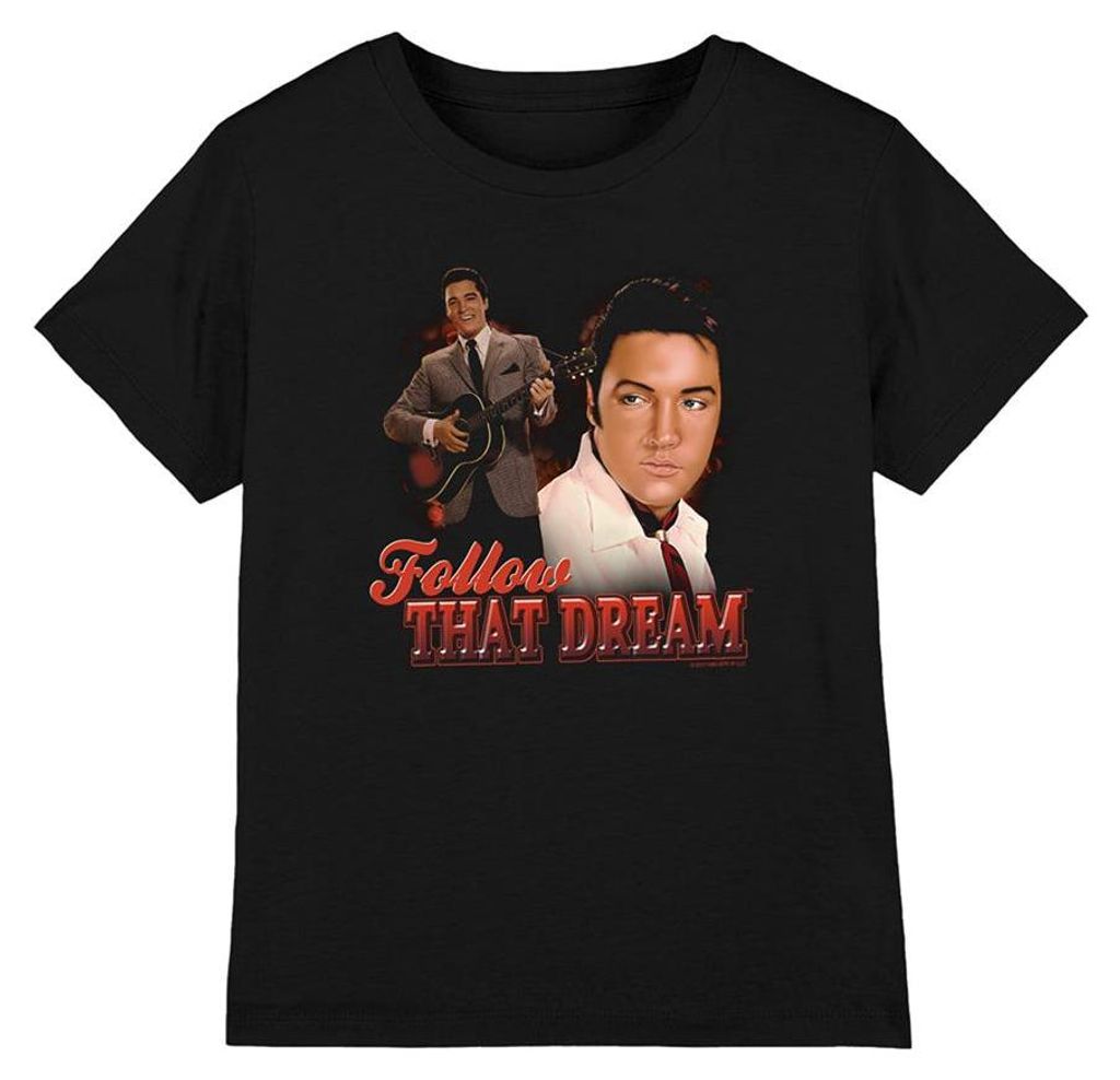 Elvis Presley - "Follow That Dream" T-Shirt für Kinder TV32527 (116) (Schwarz)