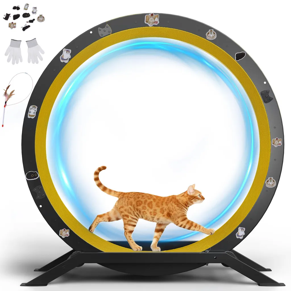 Roue de Course pour Chat Grande Taille 100 cm avec Tapis de Marche Confort