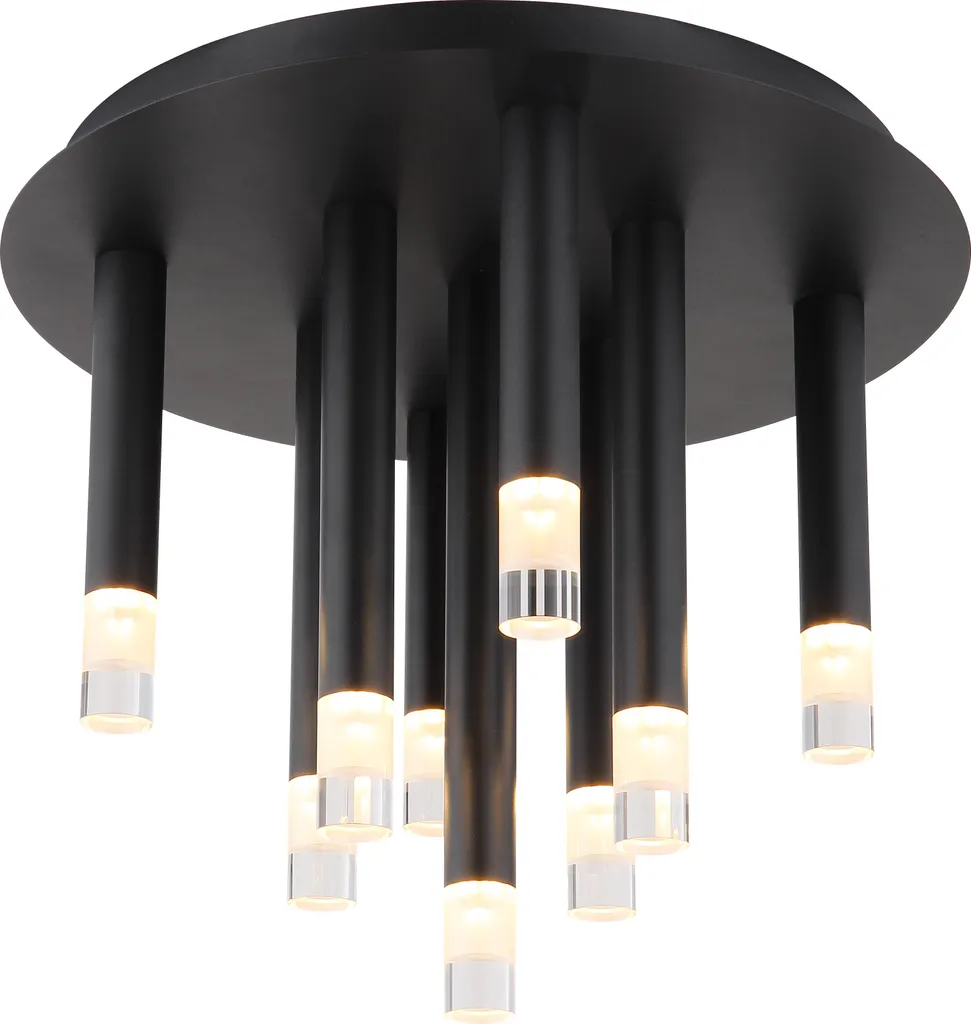 Plafonnier moderne noir satiné 29 cm, lampe de plafond style industriel