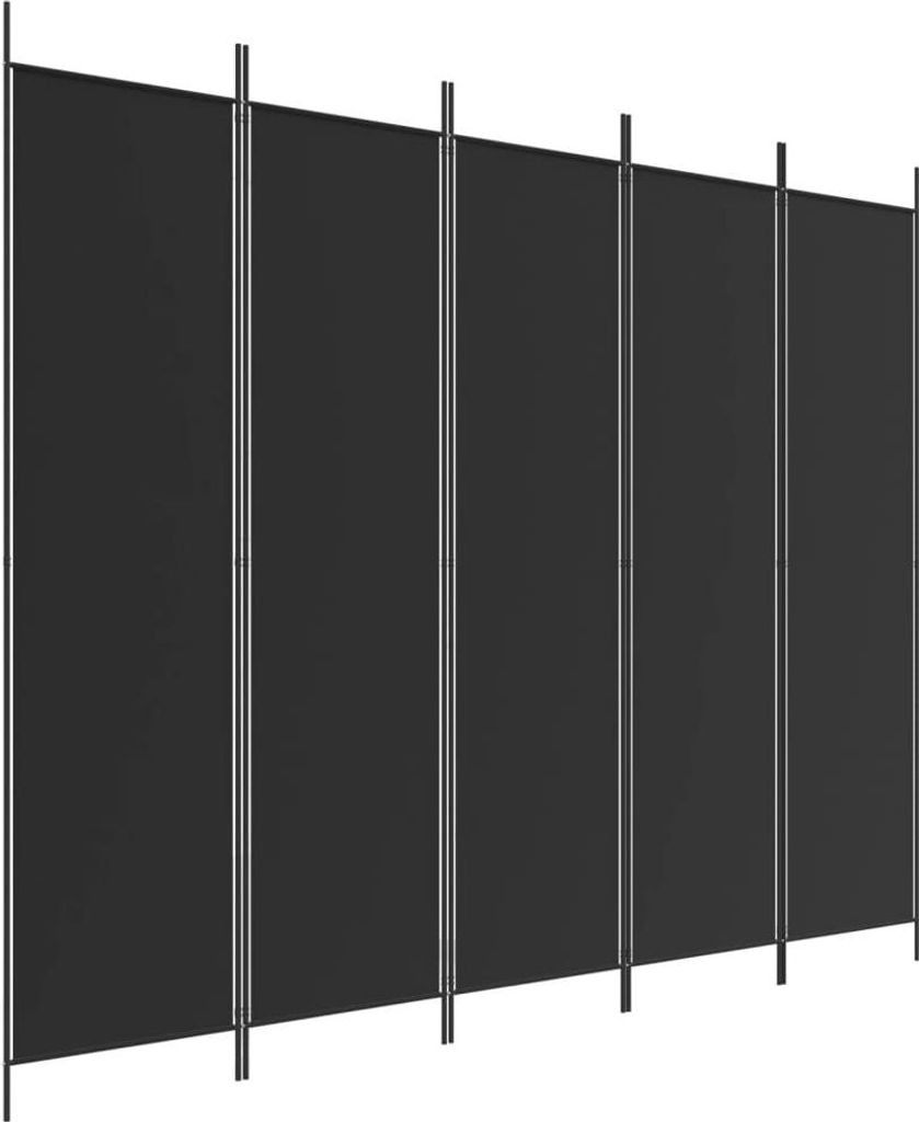 vidaXL 5-tlg. Paravent Schwarz 250x200 cm Stoff Produktbild 