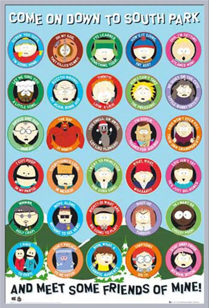 Cadre interchangeable Shinsuke argenté et affiche South Park Citations 2