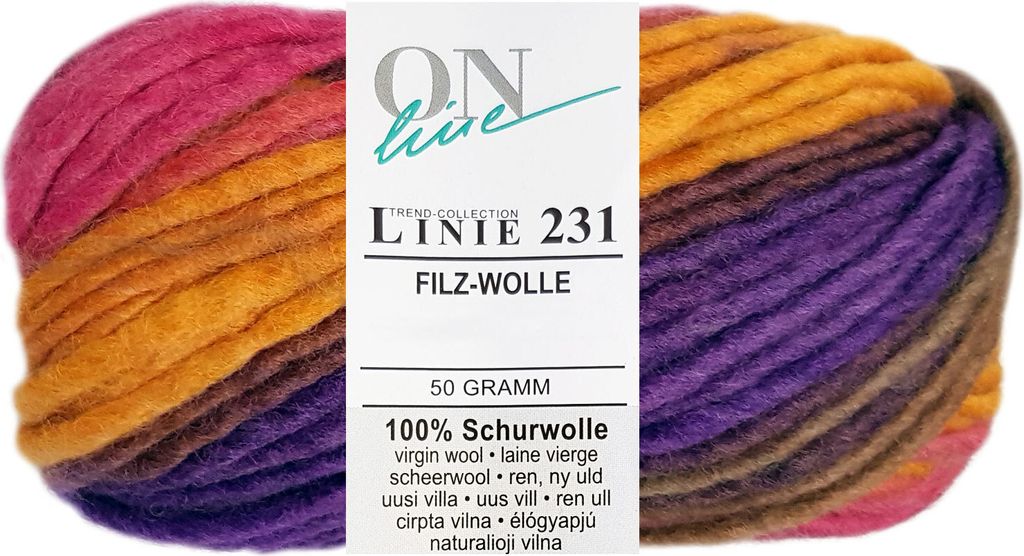 50 Gramm ONline Linie 231 Filzwolle Color 0149 Sunny Beach Mix