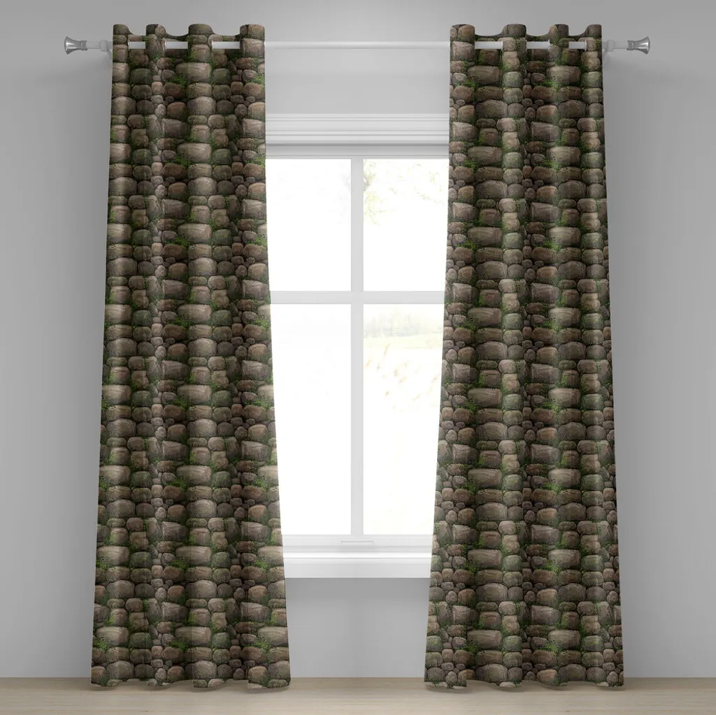 ABAKUHAUS Rideau à œillets Naturel Pierres et Mousse 280x175cm Taupe