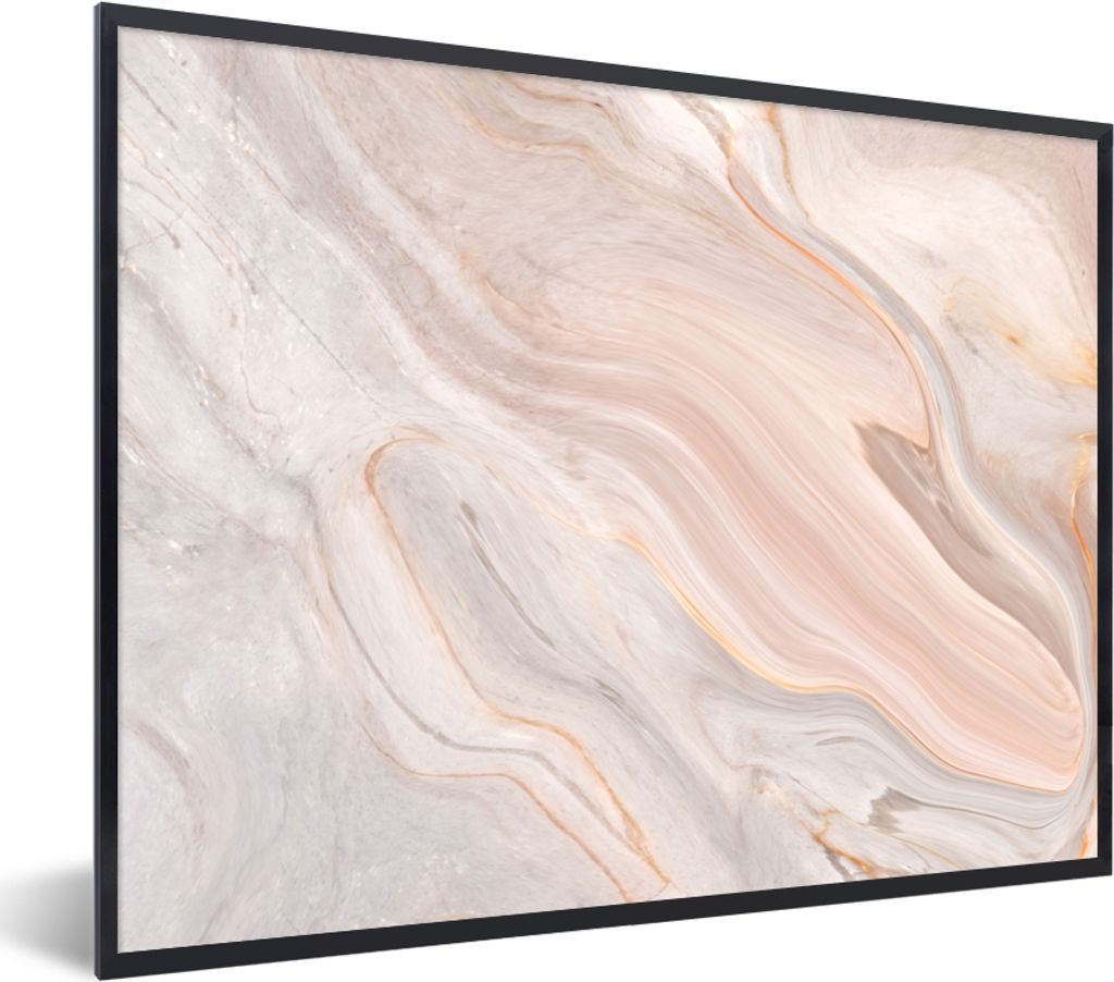 MuchoWow Gerahmtes Poster Marmor - Muster - Pastell - Abstrakt - Marmoroptik - Luxe 40x30 cm - Poster mit Schwarzem Bilderrahmen Wandposter Rahme...