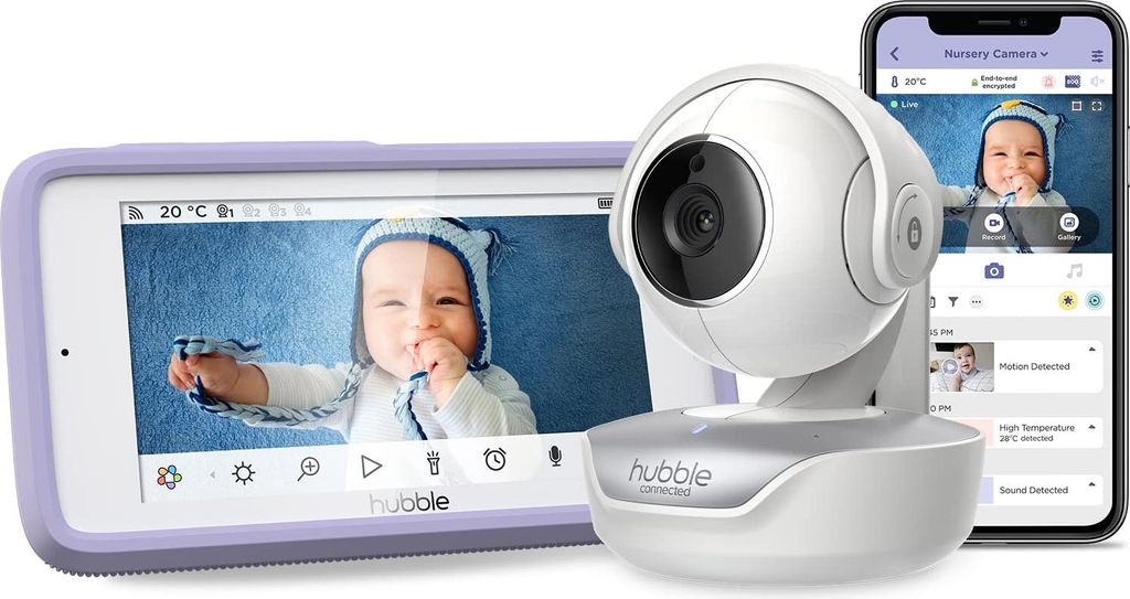 Hubble Connected Nursery Pal Premium Baby Monitor with Camera, 5 Inch Touch Screen, Privacy Mode, Infrared Night Vision, Two-Way Call, Room Tempera...