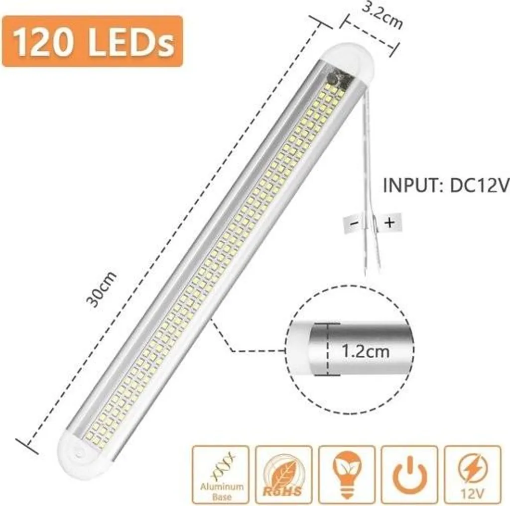Kit Éclairage LED 12V 8W Puissant 1600lm avec Rallonge et Interrupteur