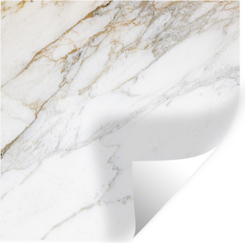 MuchoWow Wandtattoo Wandsticker Wandaufkleber Marmor - Stein - Weiß - Gold - Marmoroptik - Stein - Luxus 50x50 cm Selbstklebend und Repositionie...