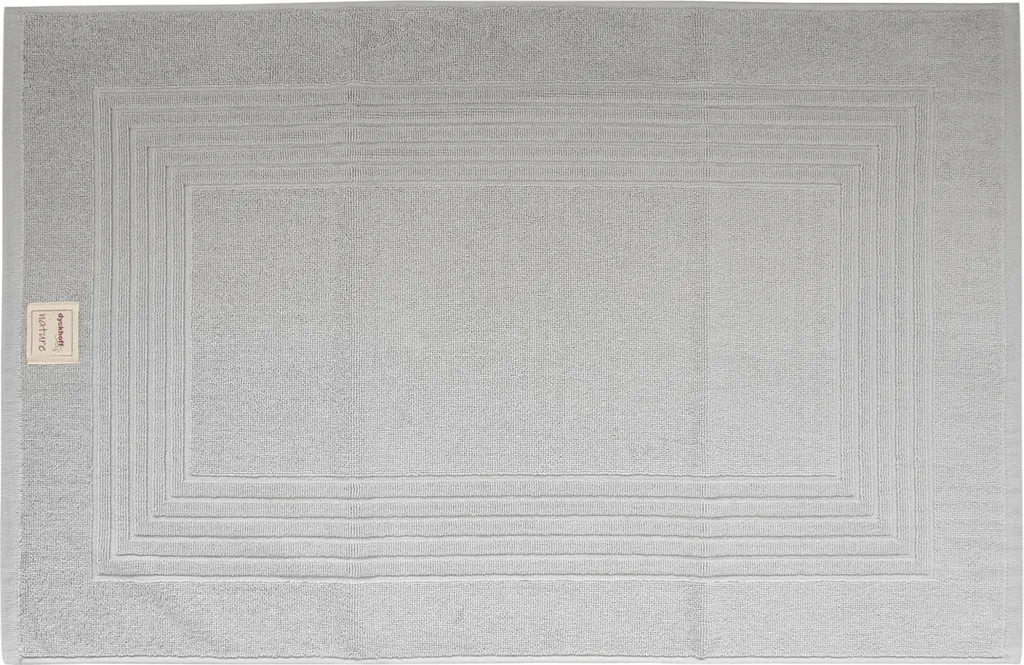 Tapis de bain 50 x 80 cm gris argenté en coton premium lavable à 60°C