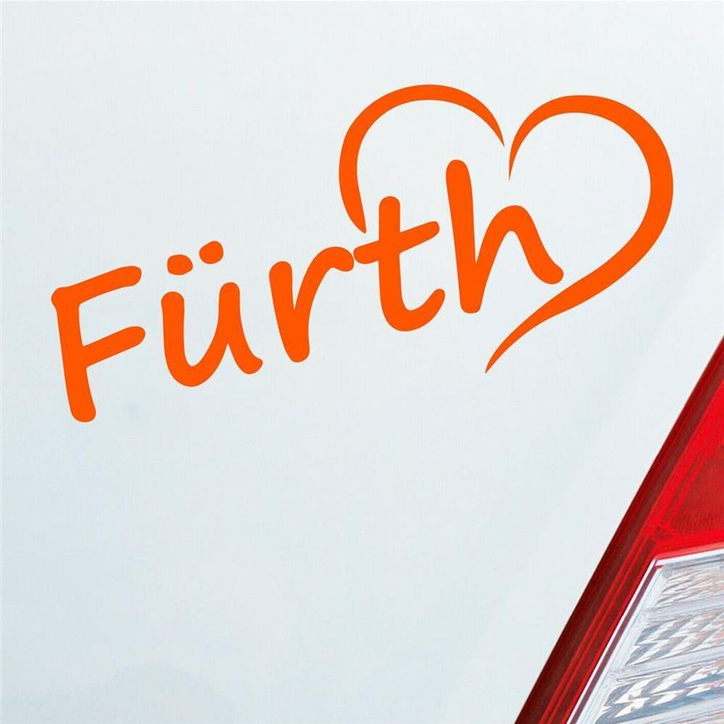 Auto Aufkleber Fürth Herz Stadt City Liebe Love Heimat 17x8 cm Orange Sticker Heckscheibenaufkleber