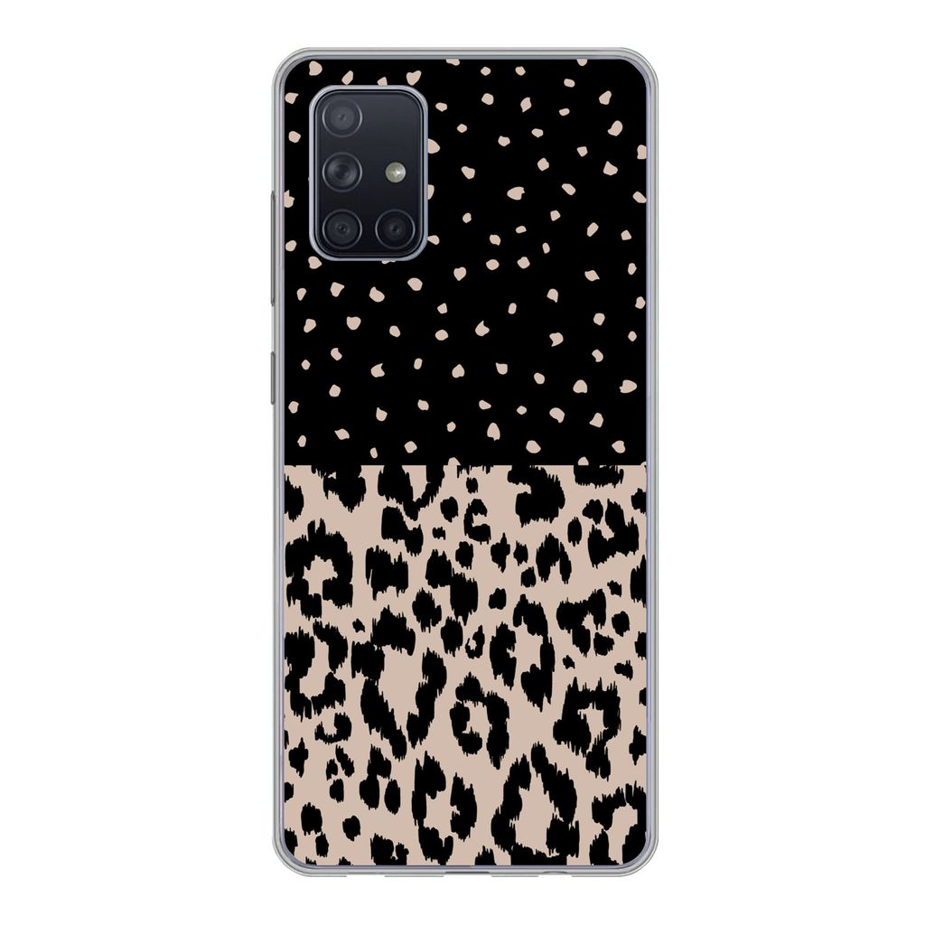 MuchoWow Handyhülle Schutzhülle Hülle für Samsung Galaxy A51 Panther Druck - Tiere - Design Silikon Softcase Handy Hülle - Schutzabdeckung