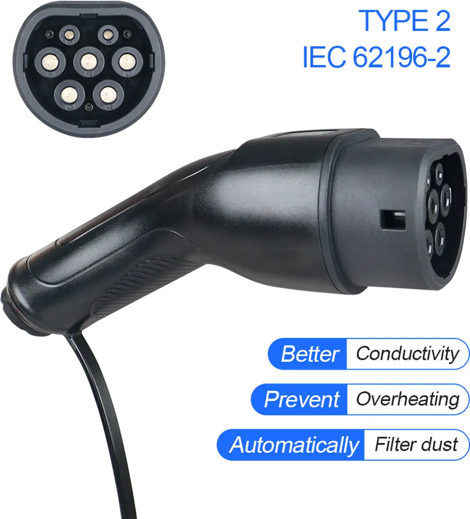 Borne de recharge mobile Type 2 11kW triphasé - Câble extra long 10m - 4