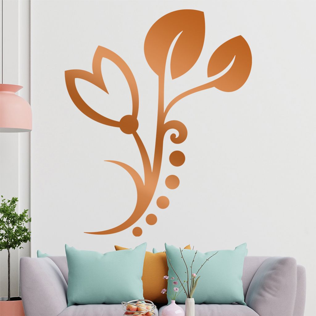 Blume - Linien Punkte Wandtattoo in 6 Größen - Wandaufkleber Wall Sticker - Dekoration, Küche, Wohnzimmer, Schlafzimmer, Badezimmer