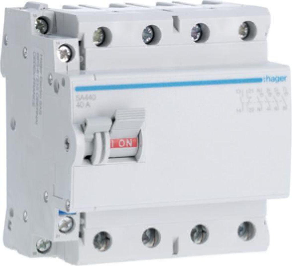 HAGER Modul Lasttrennschalter isolierend mit Möglichkeit Auslösung 4P 40A 400VAC ausgestattet w Kontakt pomocniczy S