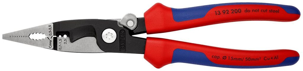 Elek.-Installationszange L.200mm schwarz atram. Kopf pol. m.2K.-Hüllen SB Knipex