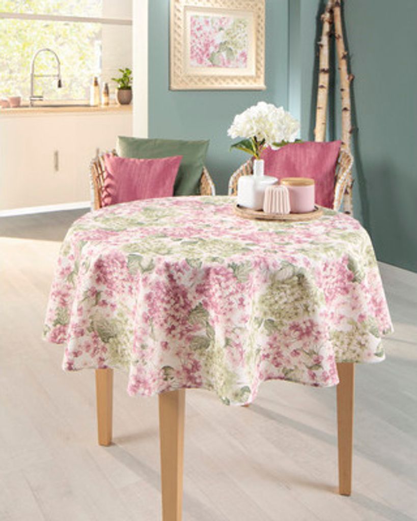 Tischdecke Hortensie rose Ø 140 cm