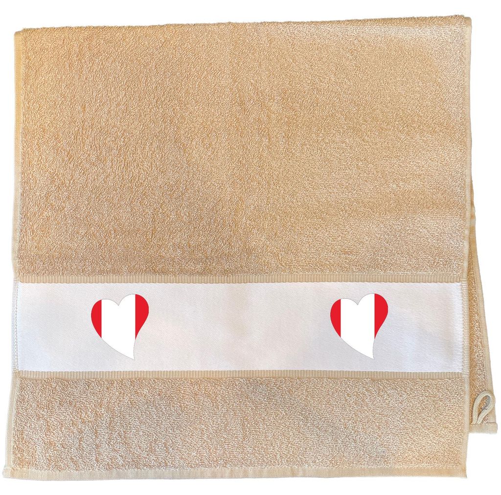 Huuraa Handtuch Peru Flagge Herz 50x100cm Sand Baumwolle Handtuch Geschenkidee