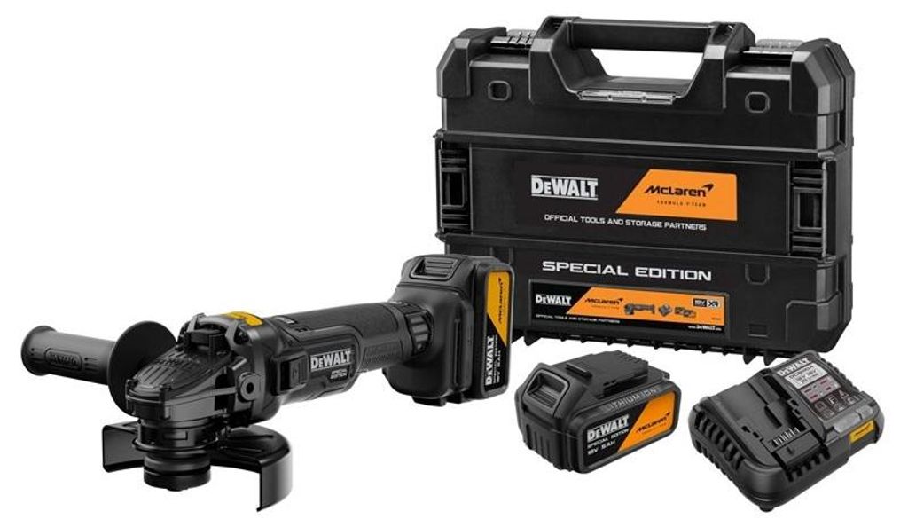 DeWalt Akku-Winkelschleifer DCG45MP2T-QW | McLaren | 18 V | Ø 125 mm | 2x 5 Ah Akku-Set