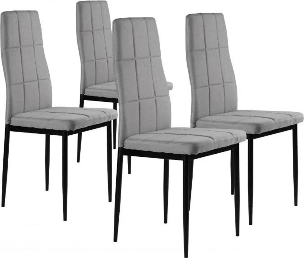 Chaises de salle à manger en tissu gris - Lot de 4 avec pieds métal